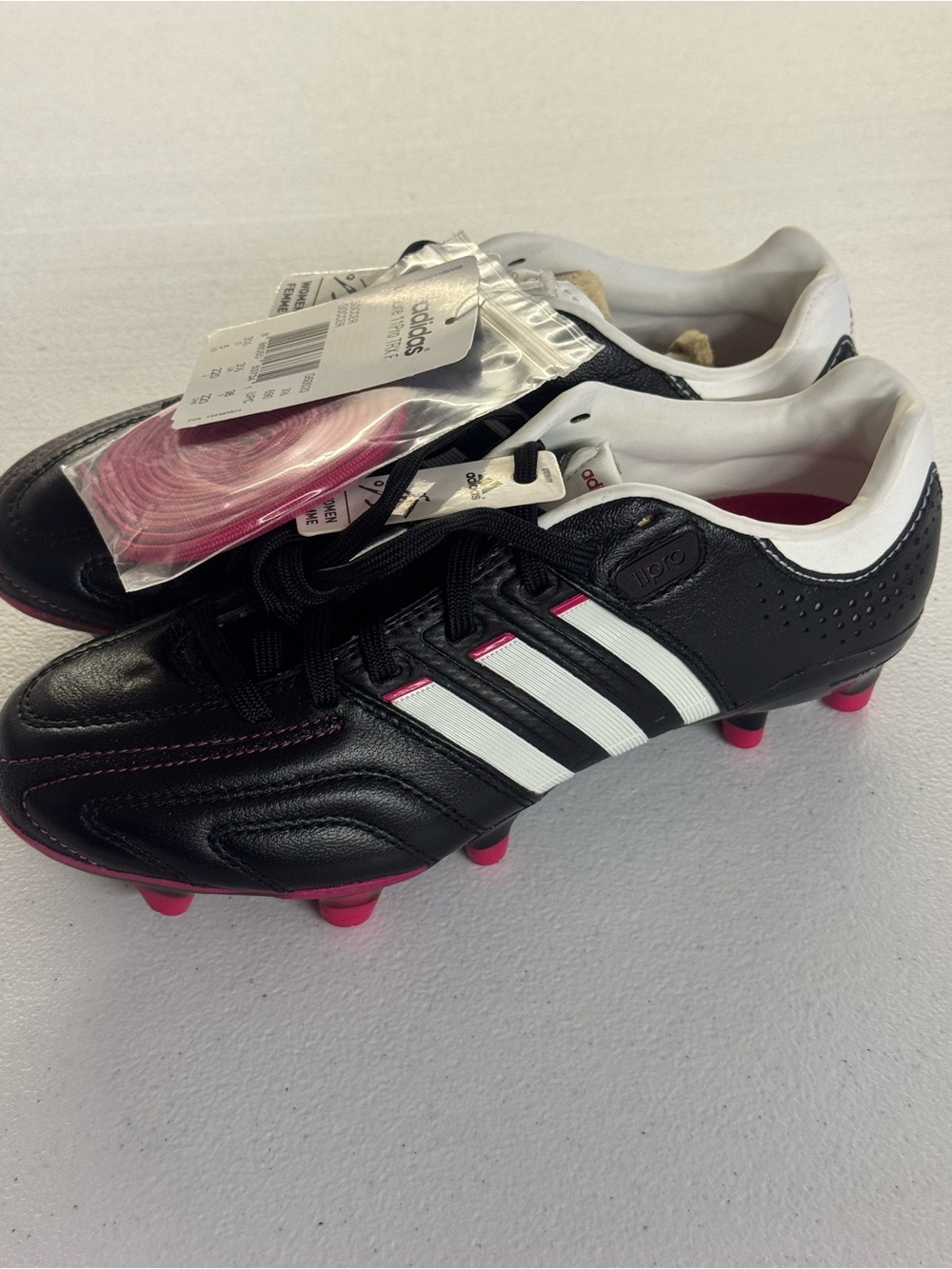 adidas Women's Black White Pink Firm-Ground Soccer Cleats